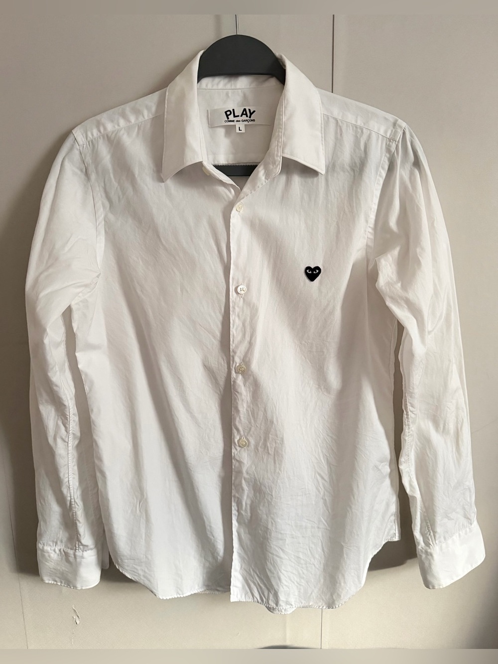 Comme des Garçons PLAY White Button-Up Shirt with Black Heart